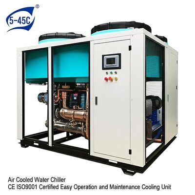 Omgevingstemperatuurbereik 5-45C Luchtgekoelde waterkoeler CE ISO9001 Gecertificeerde gemakkelijk te bedienen en onderhouden koelinstallatie