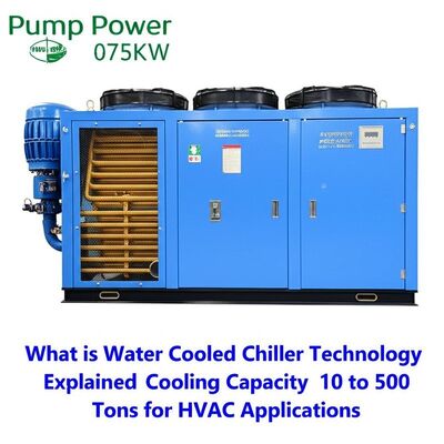 Pompvermogen 075KW Wat is watergekoelde koelmachine Technologie Uitgelegd Koelcapaciteit 10 tot 500 ton voor HVAC-toepassingen